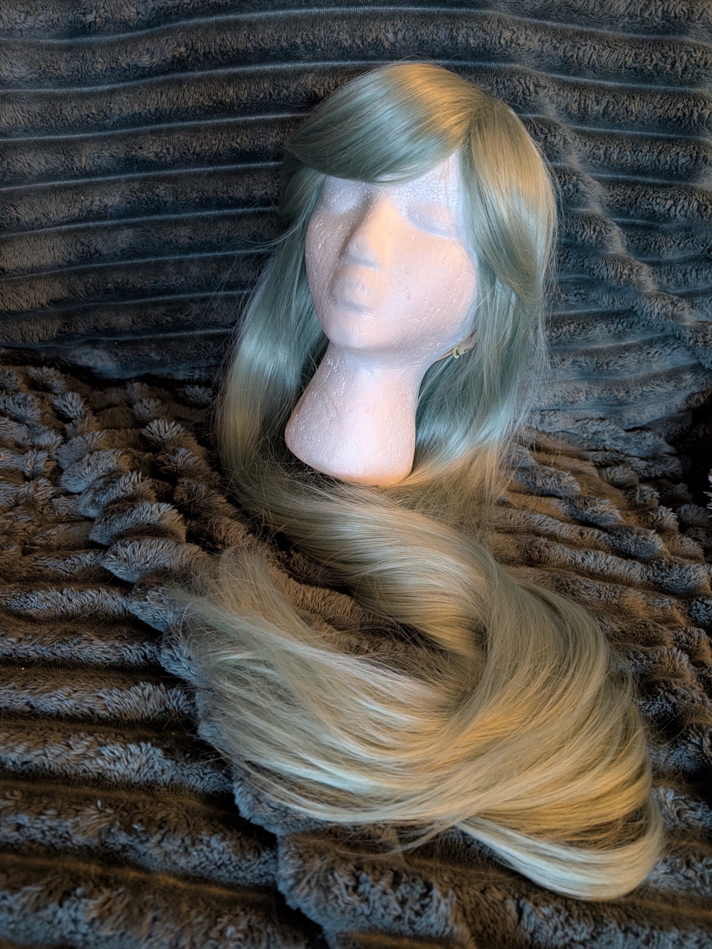 Arda Morrigan Seafoam Green Long Synthetic Wig with Side Bangs